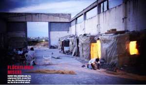 Flüchtlinge in einer aufgelassenen Fabrikshalle (Foto: Heinz Tesarek)