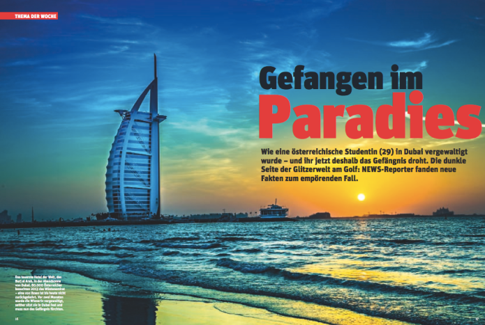 Die Sonne geht über dem Golf von Dubai unter