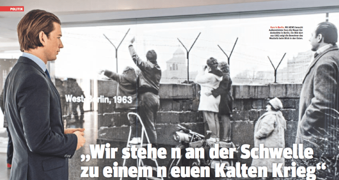 Außenminister Sebastian Kurz an der Mauer-Gedenkstätte in Berlin (Foto: Ricardo Herrgott)